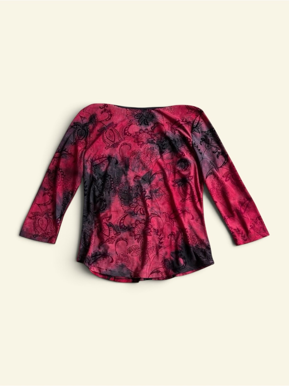 Vintage Y2K Dressbarn Mesh Corset Top Medium Red Black Floral Whimsigoth Fairy - Picture 6 of 9